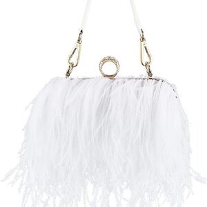 Ostrich Feather Tote Bag Fluffy Purse Clutch Feather Evening Handbag
